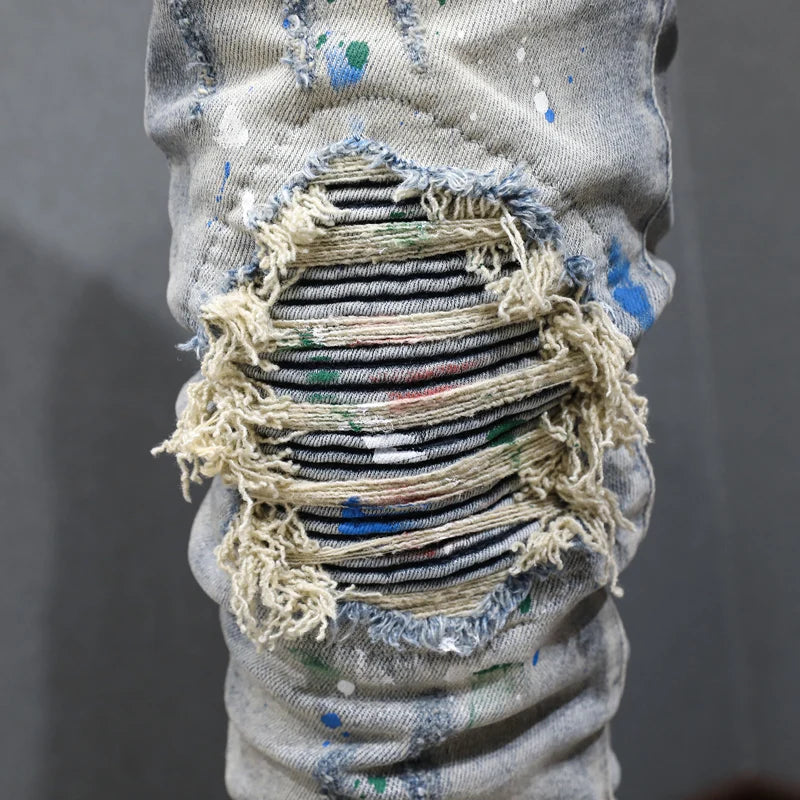 High street fashion new ripped jeans