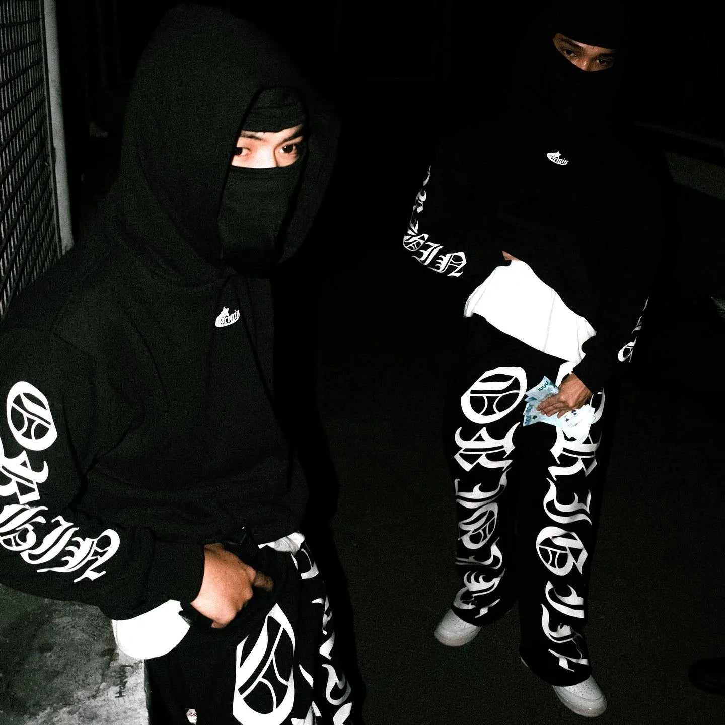 Calligraphy Letter Embroidered Origin Hoodie Men Two Piece Set