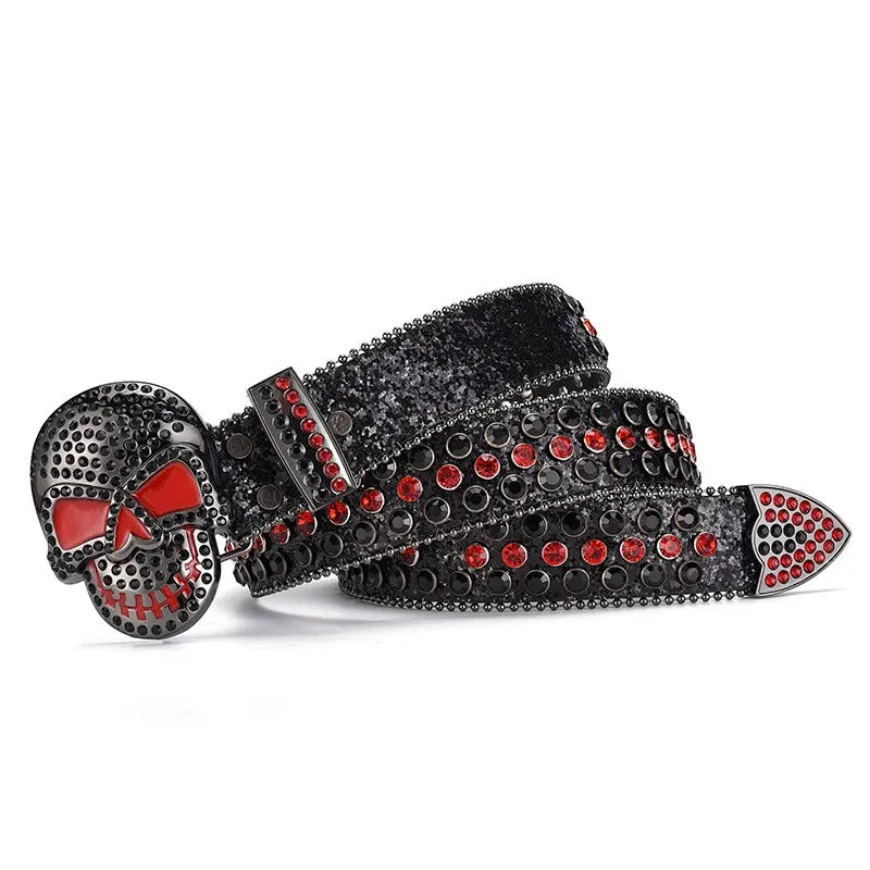 Big Skull Buckle Rhinestone Belt