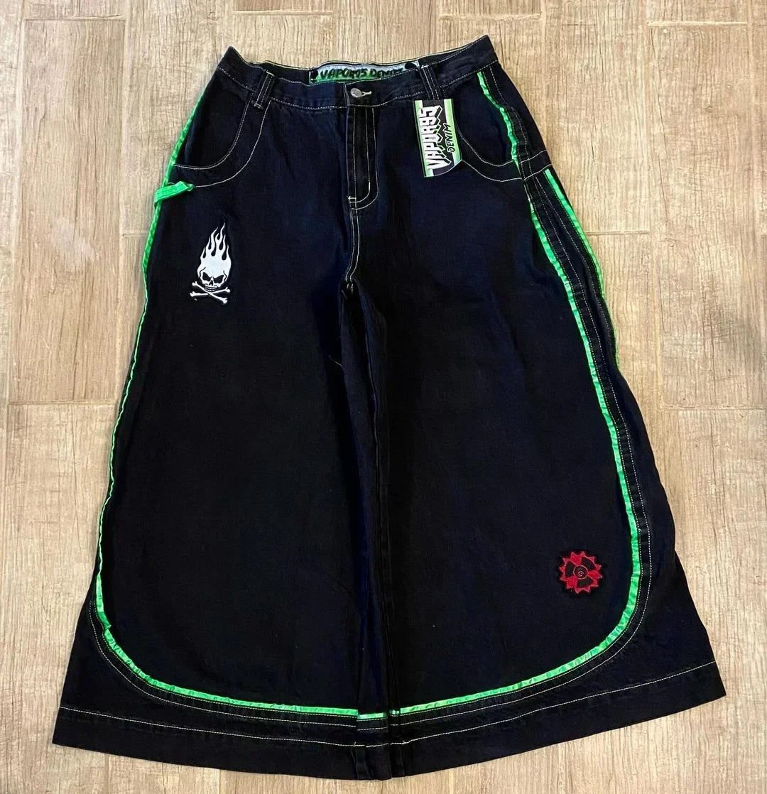 Embroidered Design Baggy Jeans