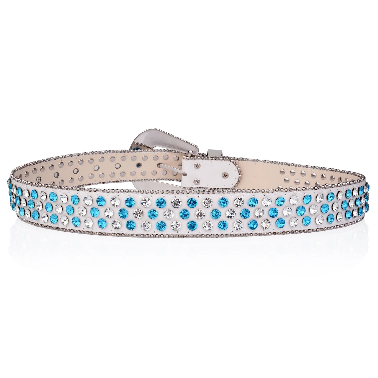 Rhinestone shiny blue and white crystal belt Unisex