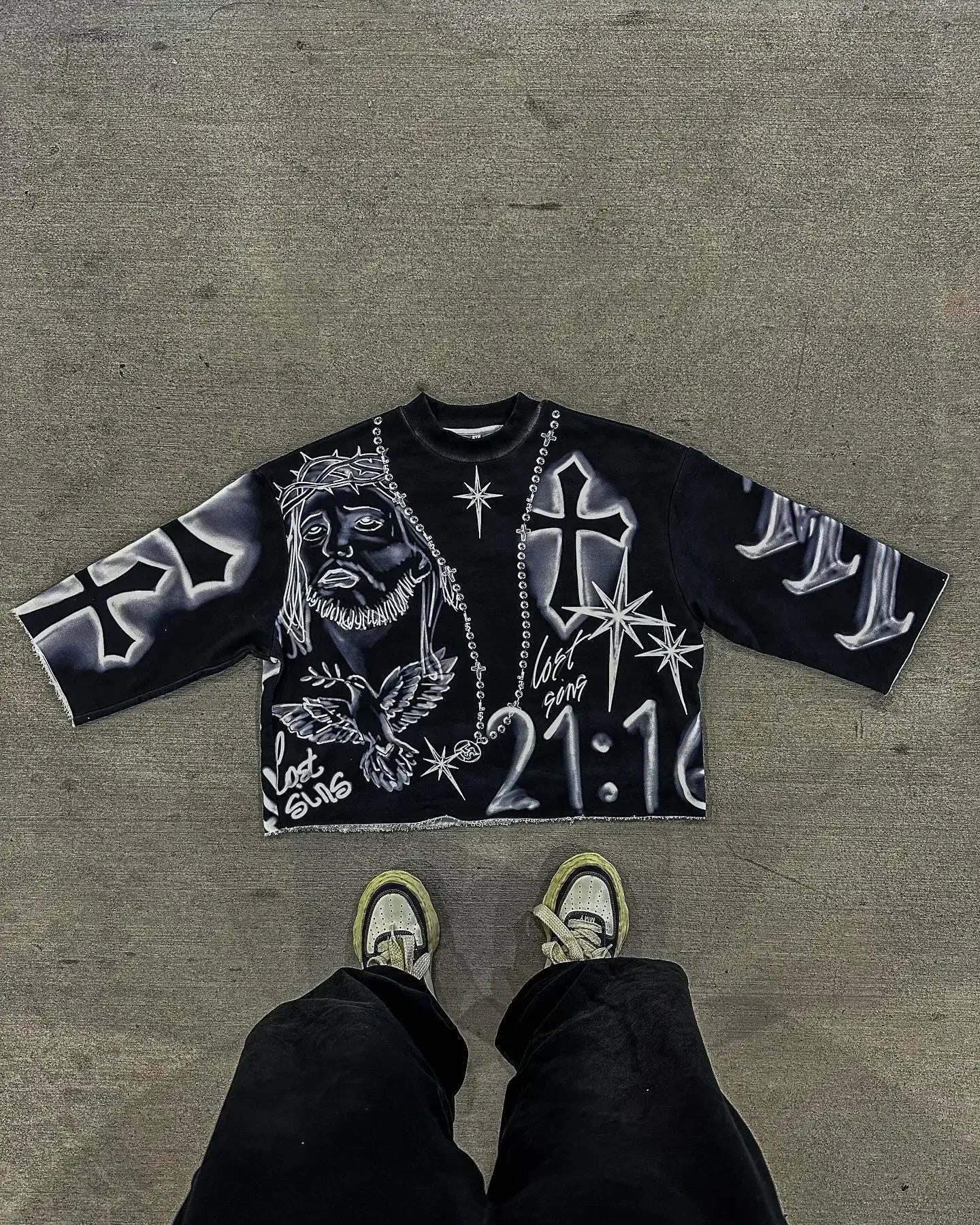 Men's Graphic Loose Y2k Cross Shirt