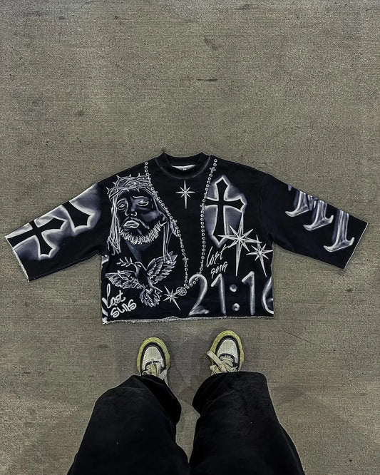 Men's Graphic Loose Y2k Cross Shirt