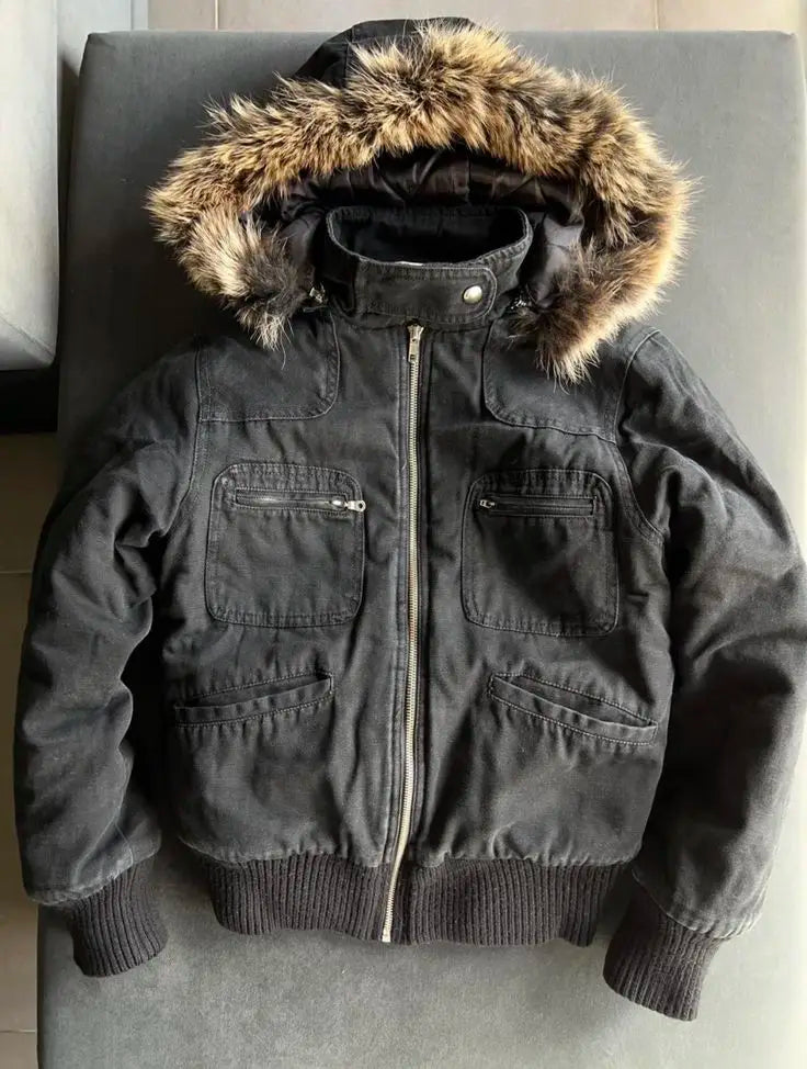 Faux Fur Hooded Multi Pocket Winter Jacket