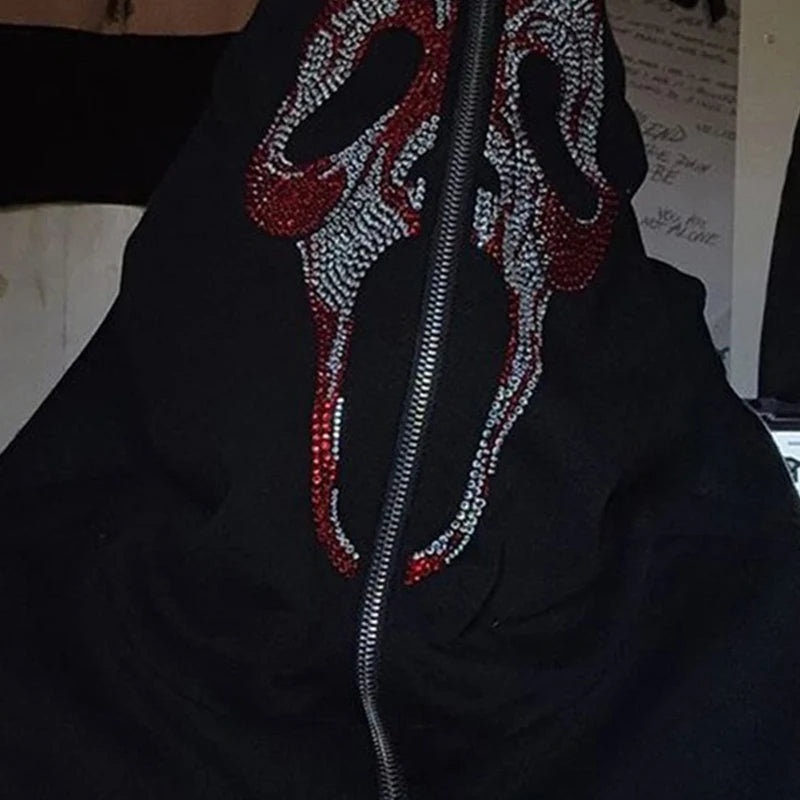 Black Rhinestone Fang Hoodie