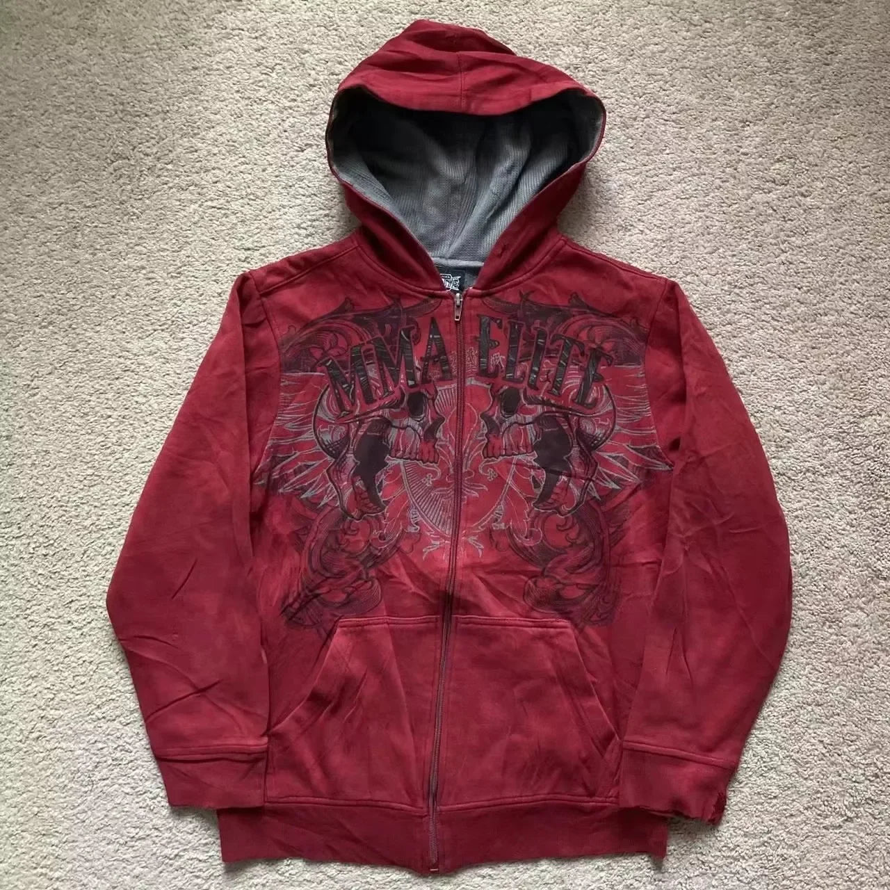 Cotton Red Zipper Hoodie