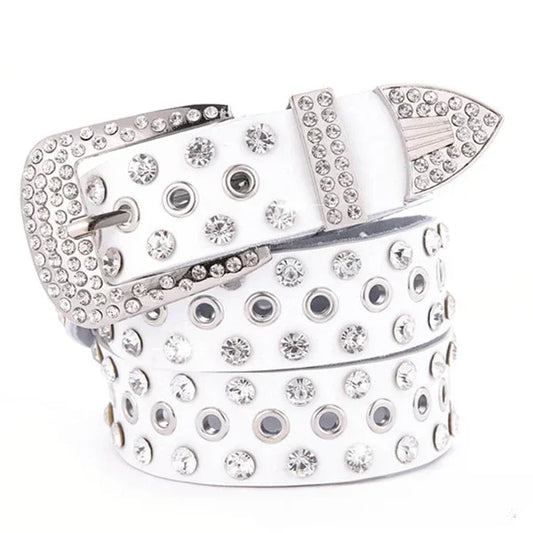 Black and White Rhinestone Belt
