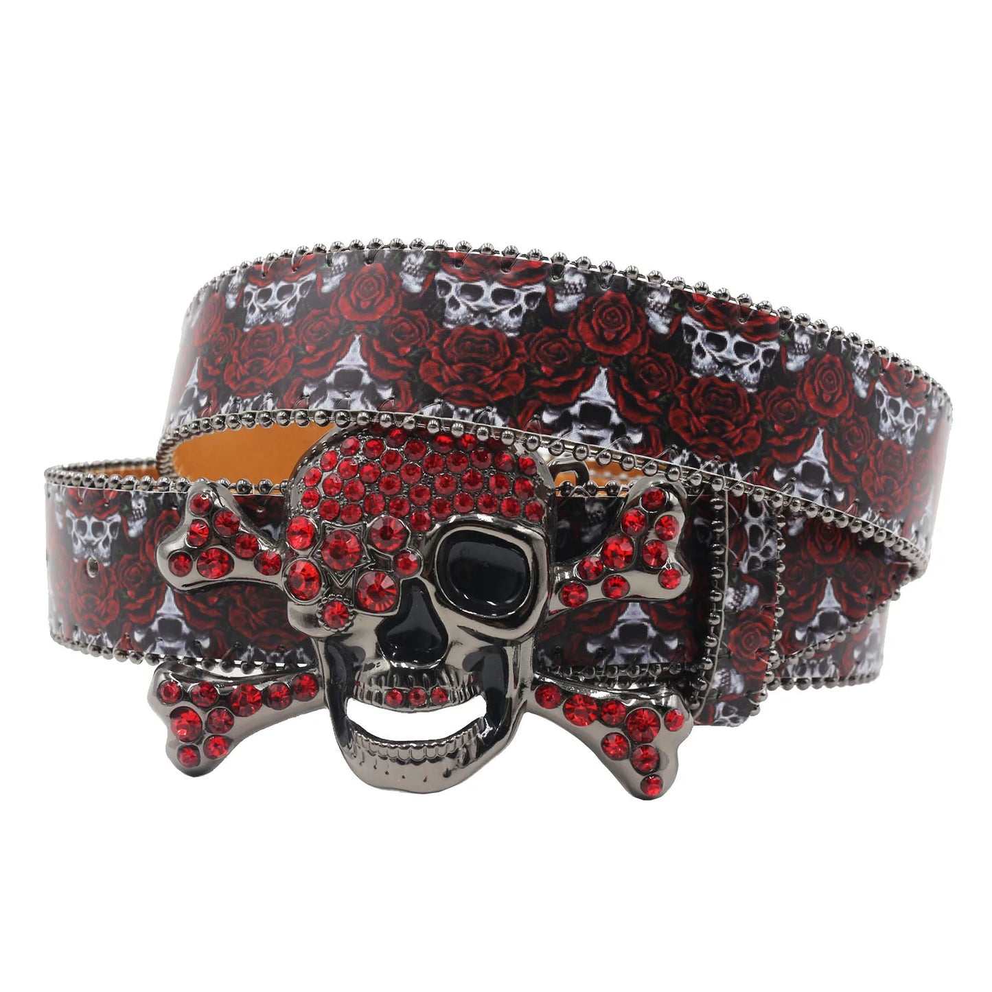 Big Skull Punk Rhinestone Belt Unisex
