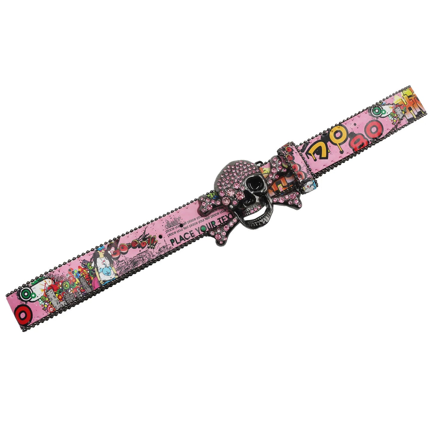 Big Skull Punk Rhinestone Belt Unisex