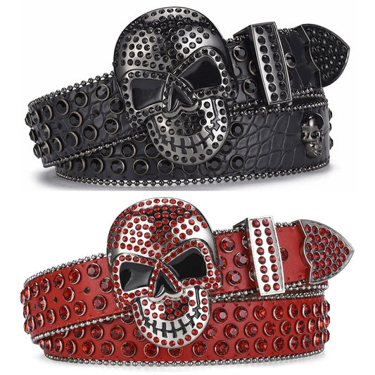 Big Skull Buckle Rhinestone Belt