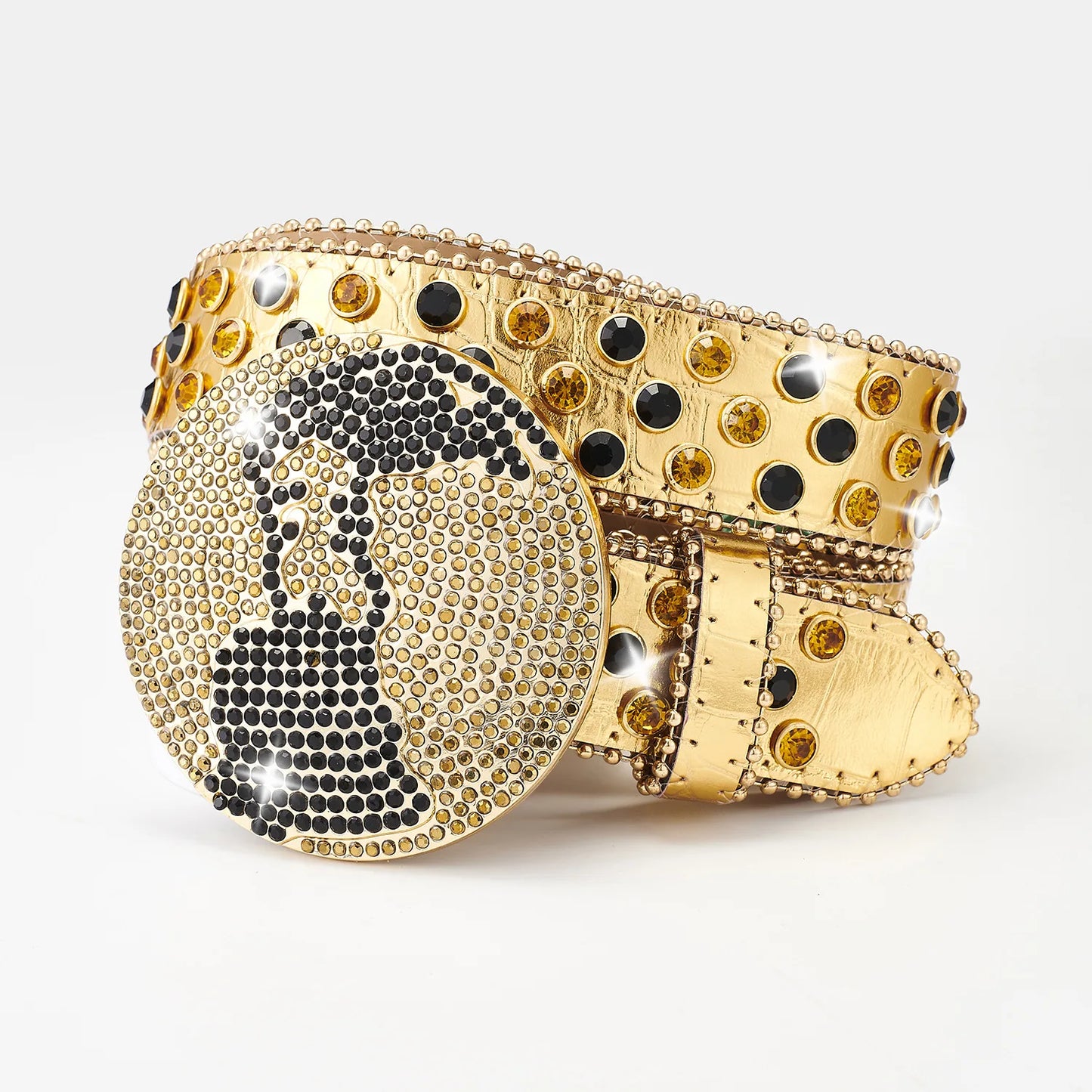 Globe Buckle Rhinestone Belts