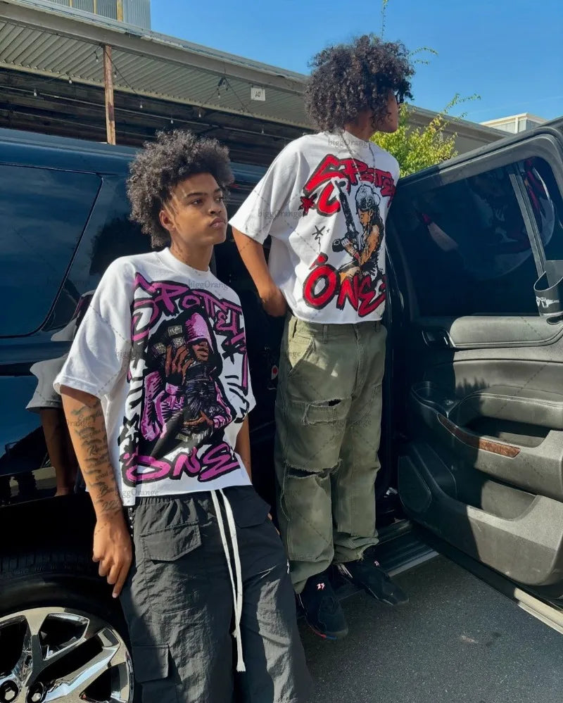 New American Retro Street Graffiti T-shirt