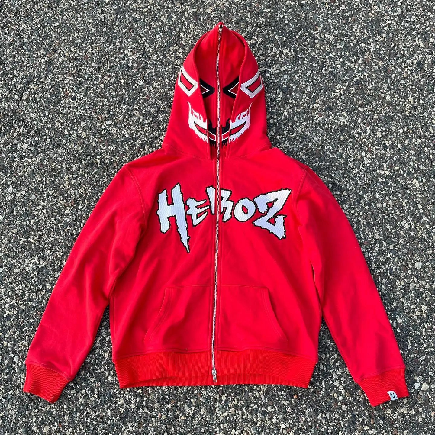 New Y2k Printed Hooded Zipper Double Hat Sweater