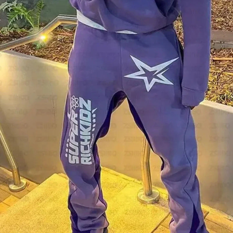 Aesthetic Star Print Hoodie and Pants