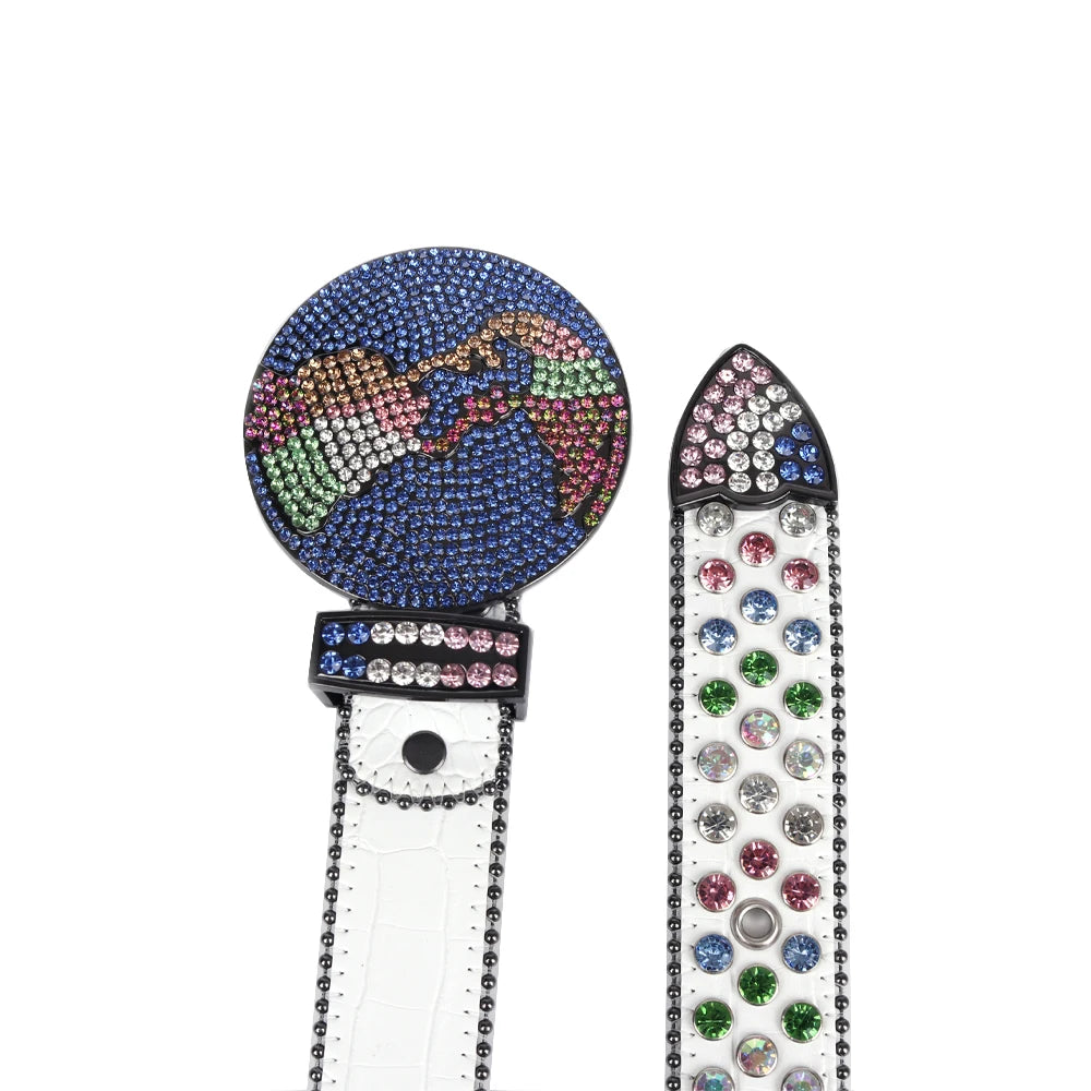 Western Rhinestones Planet Earth Globe Belt