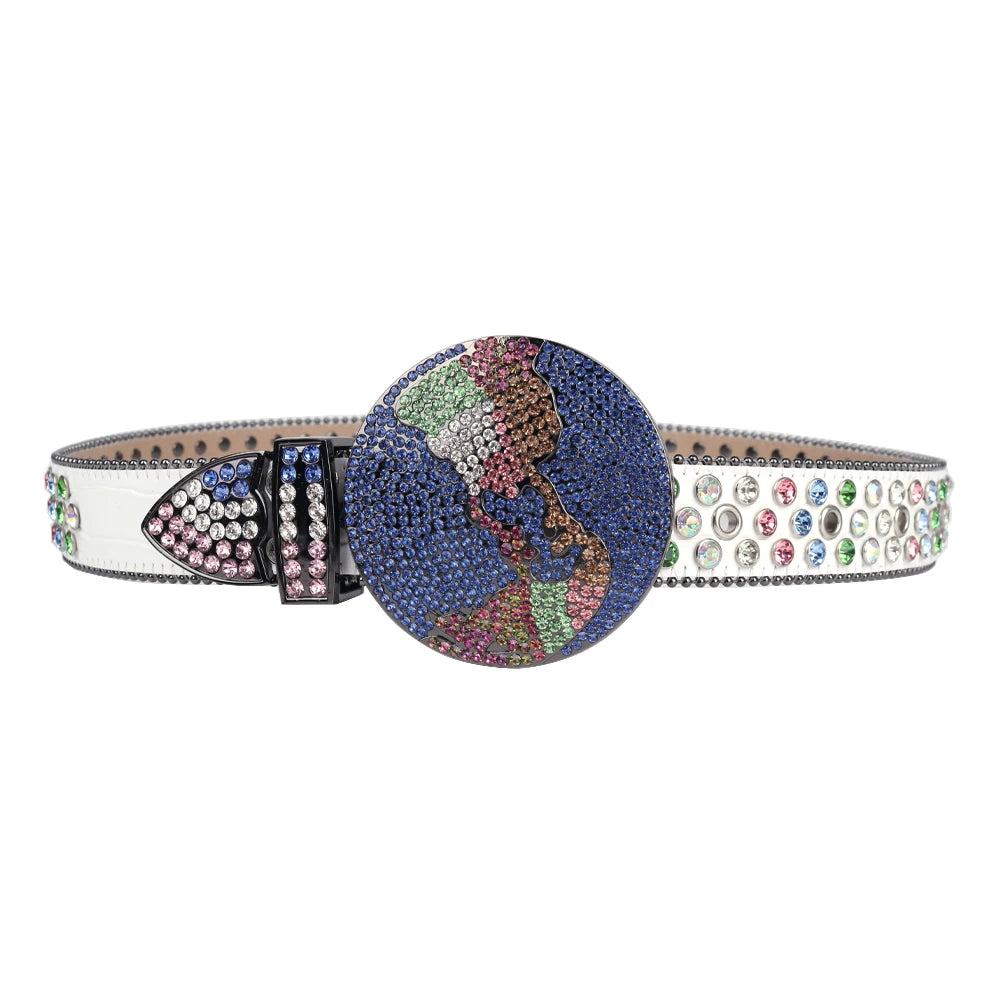 Western Rhinestones Planet Earth Globe Belt