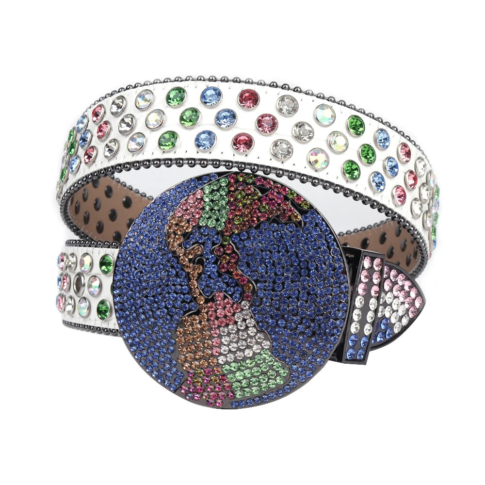 Western Rhinestones Planet Earth Globe Belt