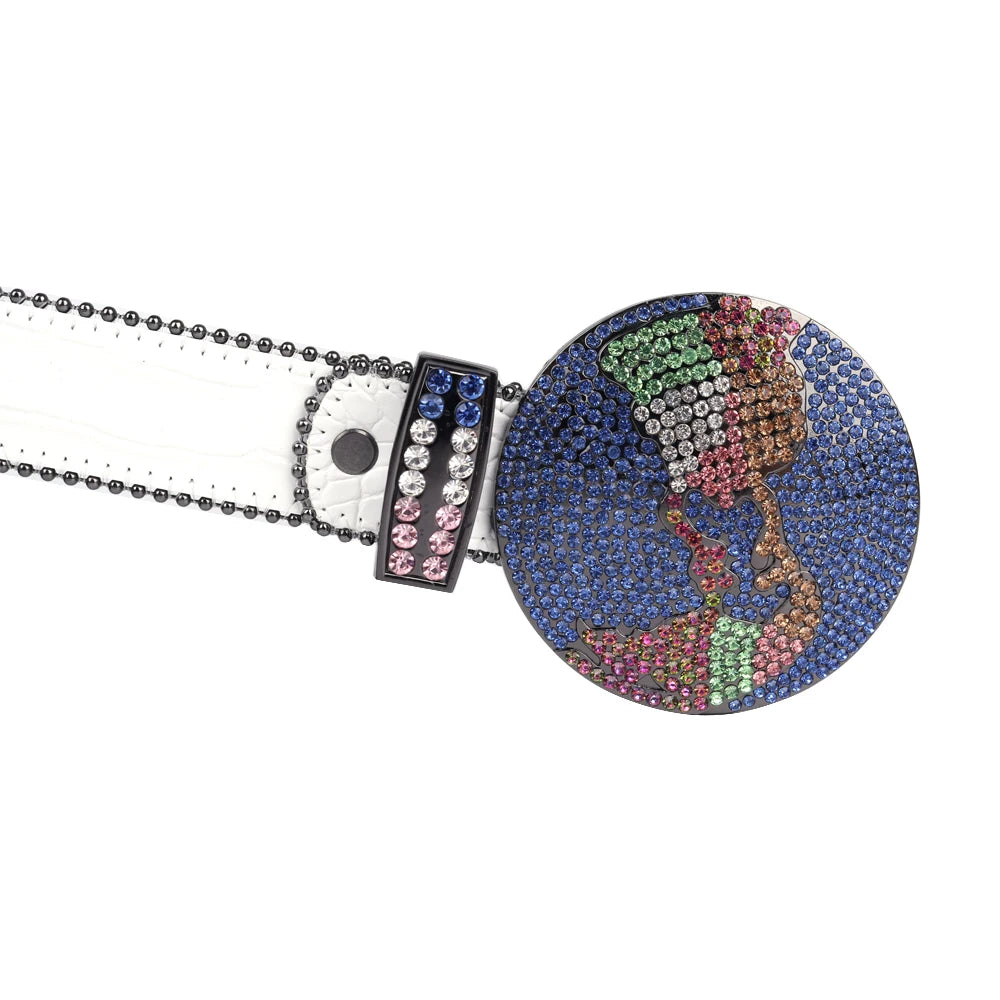 Western Rhinestones Planet Earth Globe Belt