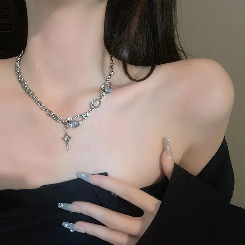 Shiny Star Chain Necklace Y2k
