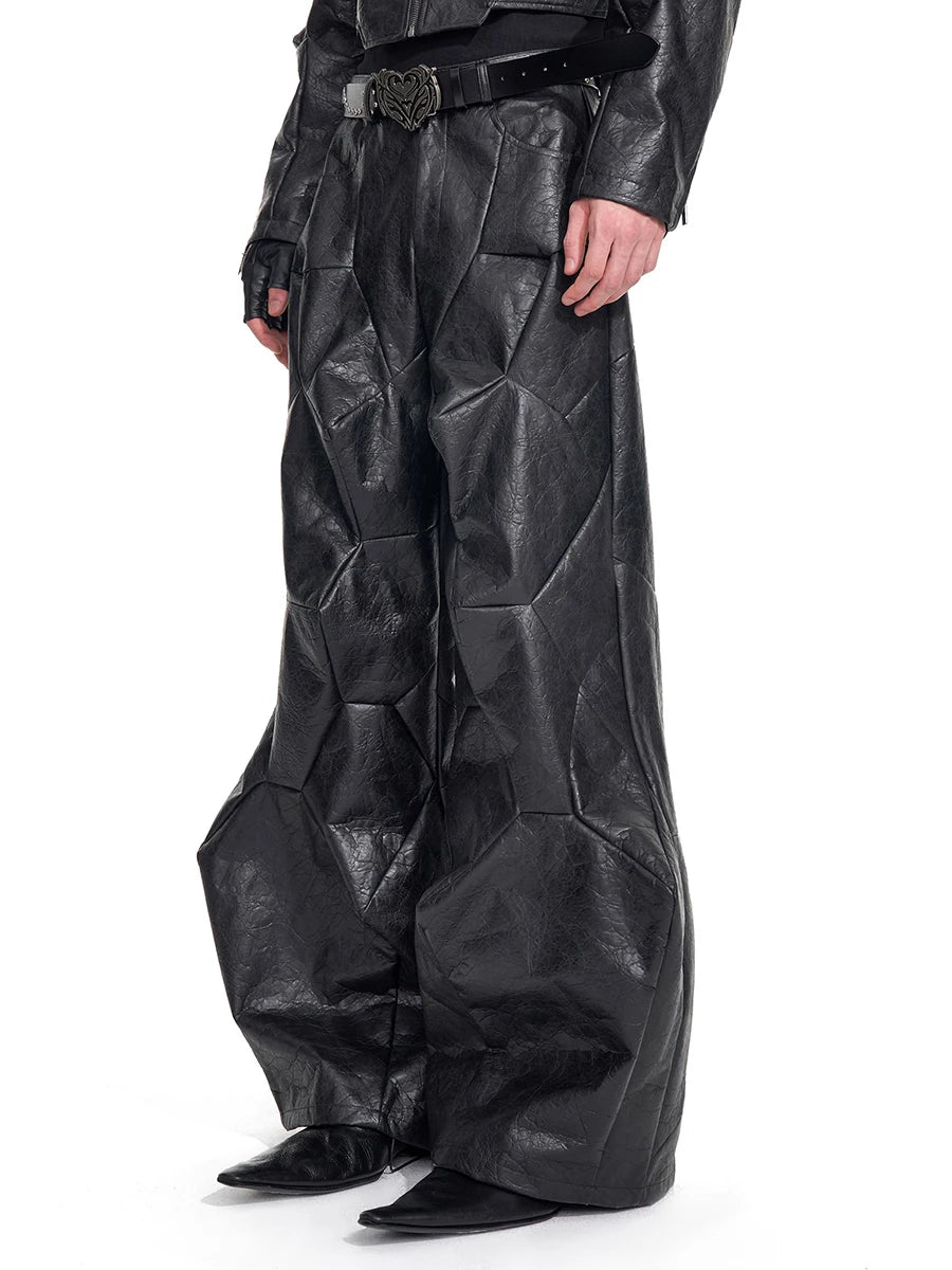 Gothic Design Flared Leather Pants