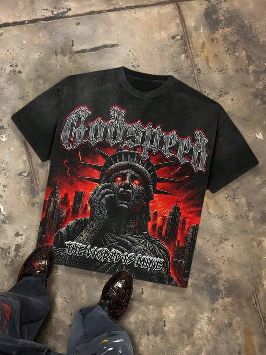 Godspeed The World Is Mine Distressed T-shirt