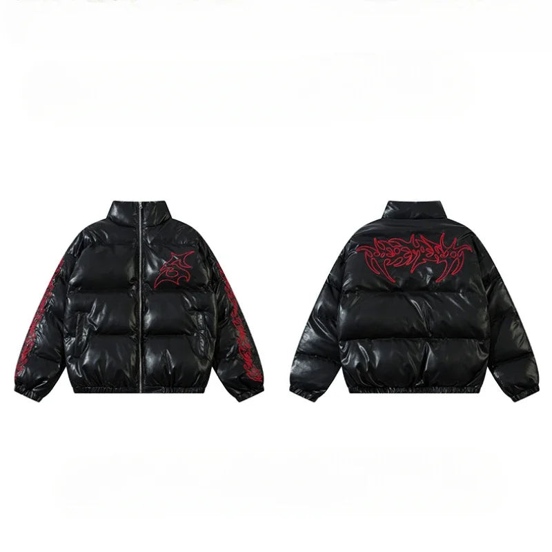 Embroidered Winter Leather Jacket