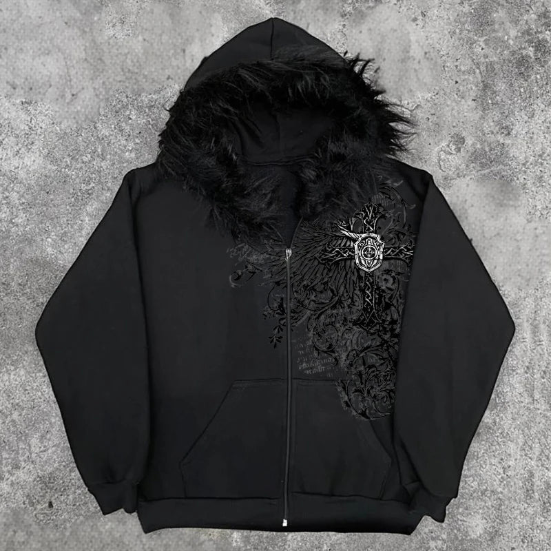 Fur Hooded Designed Sweaters