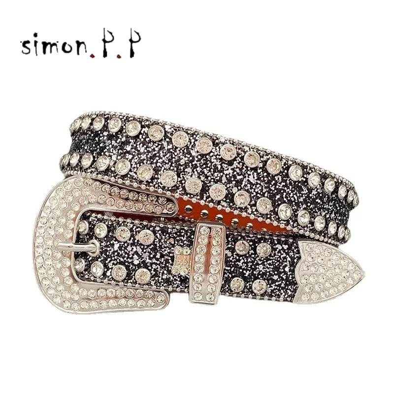 Punk Dark Western Rhinestones Belts