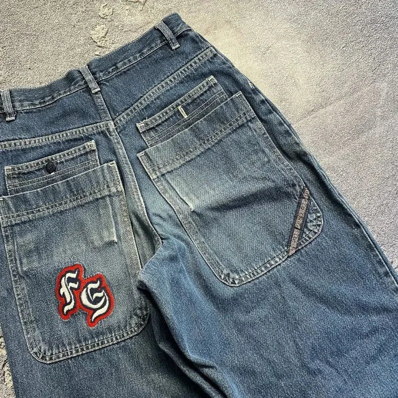 Embroidered Designed Baggy Jeans