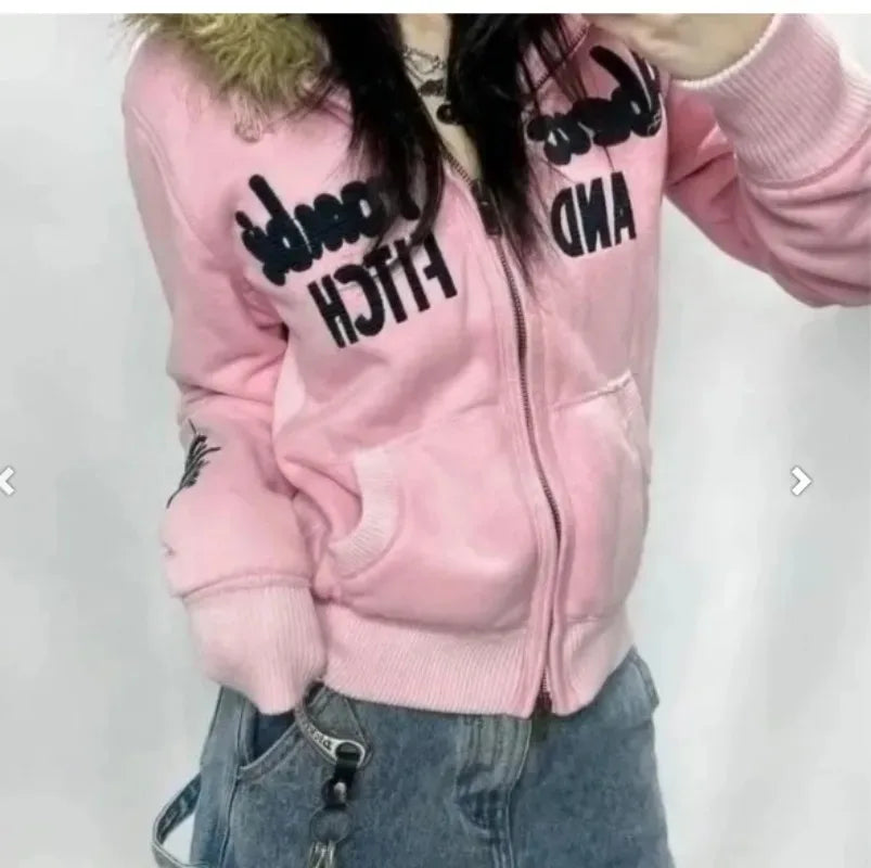 Fur Hooded Y2k Hoodies
