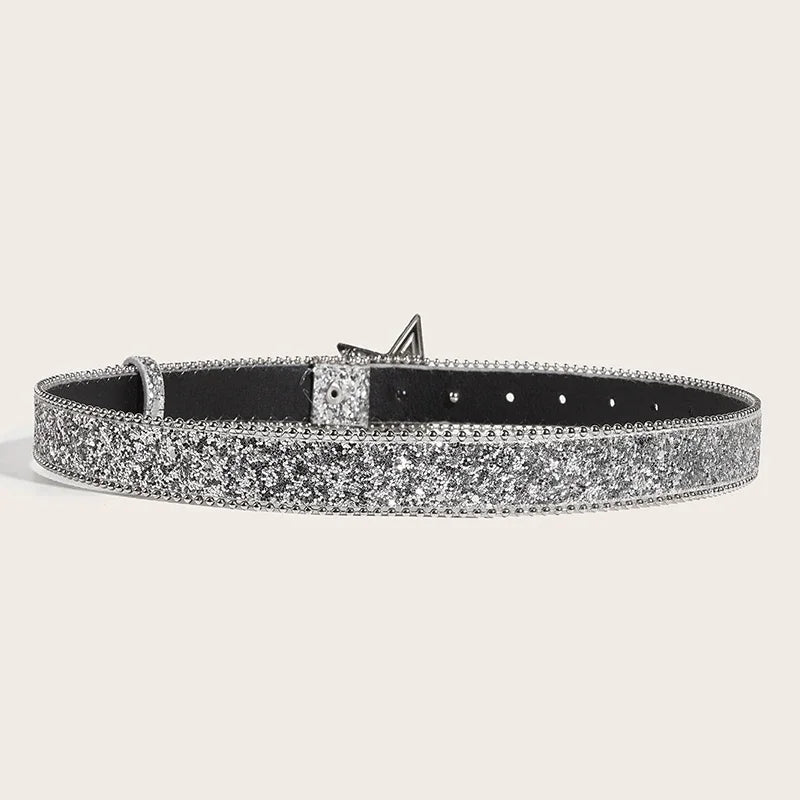 Unisex Star Buckle Rhinestone Belt Y2k