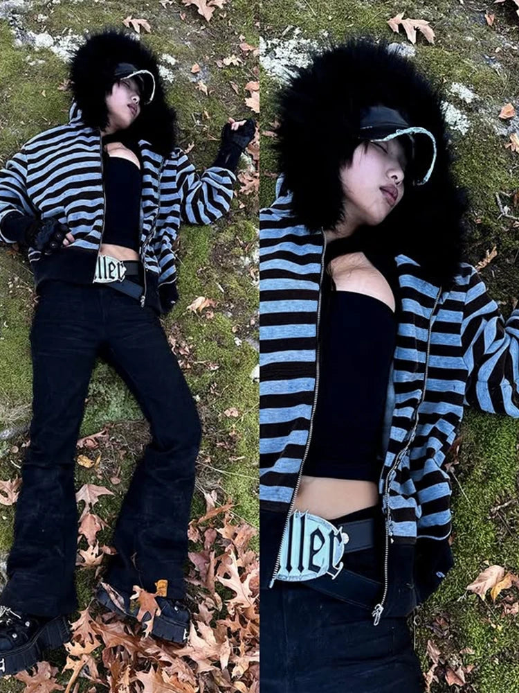 Gothic Emo Fur Hooded Sweaters