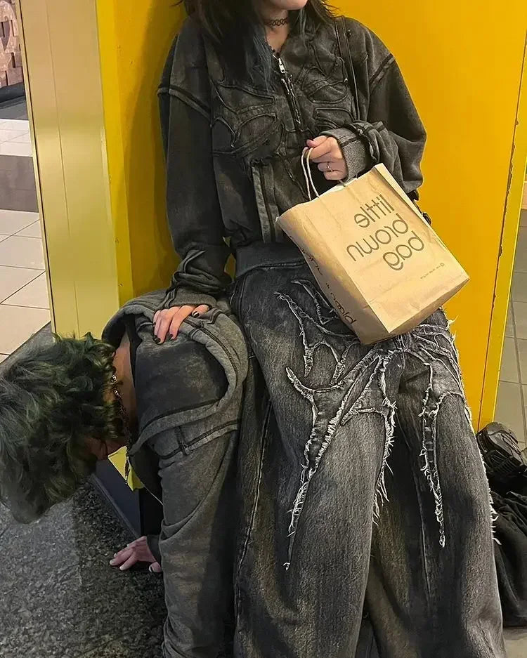 Baggy Embroidered design Jeans