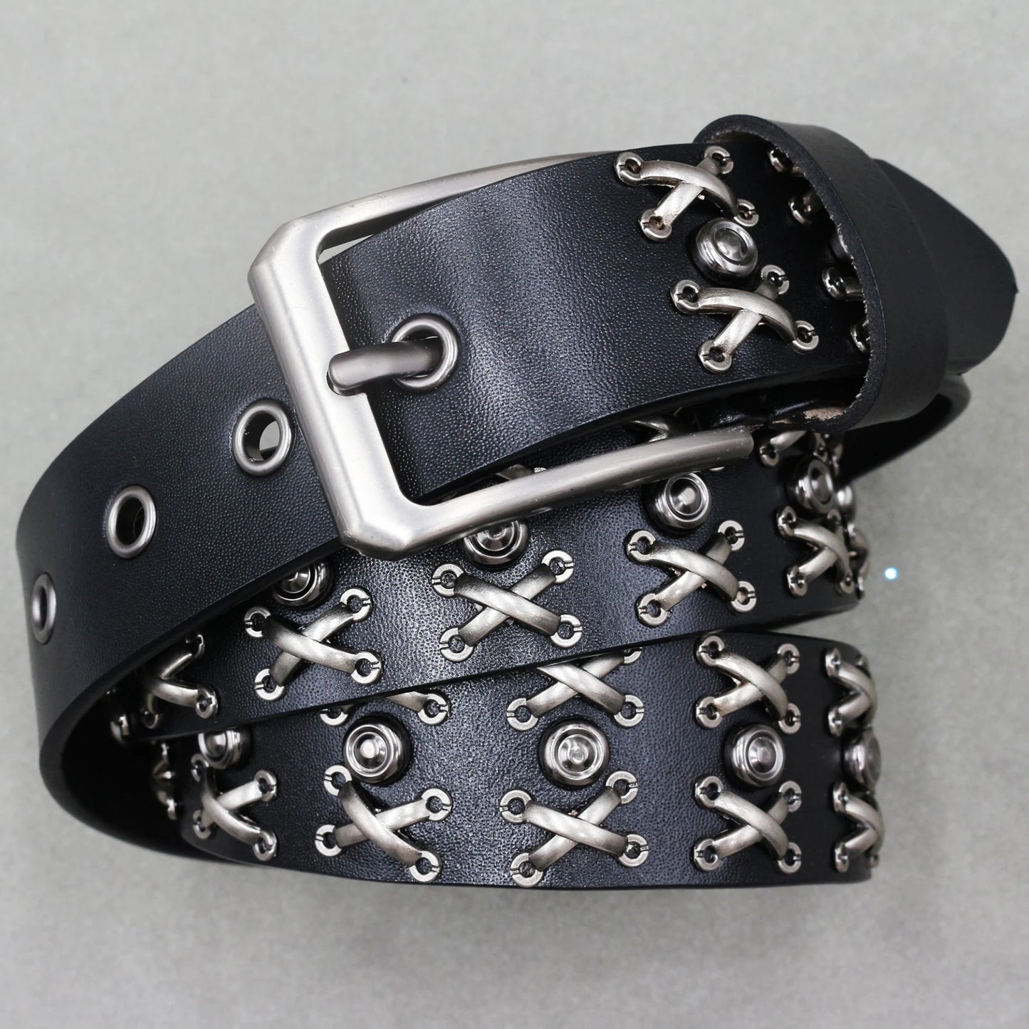 Metal Rivet Leather Belt