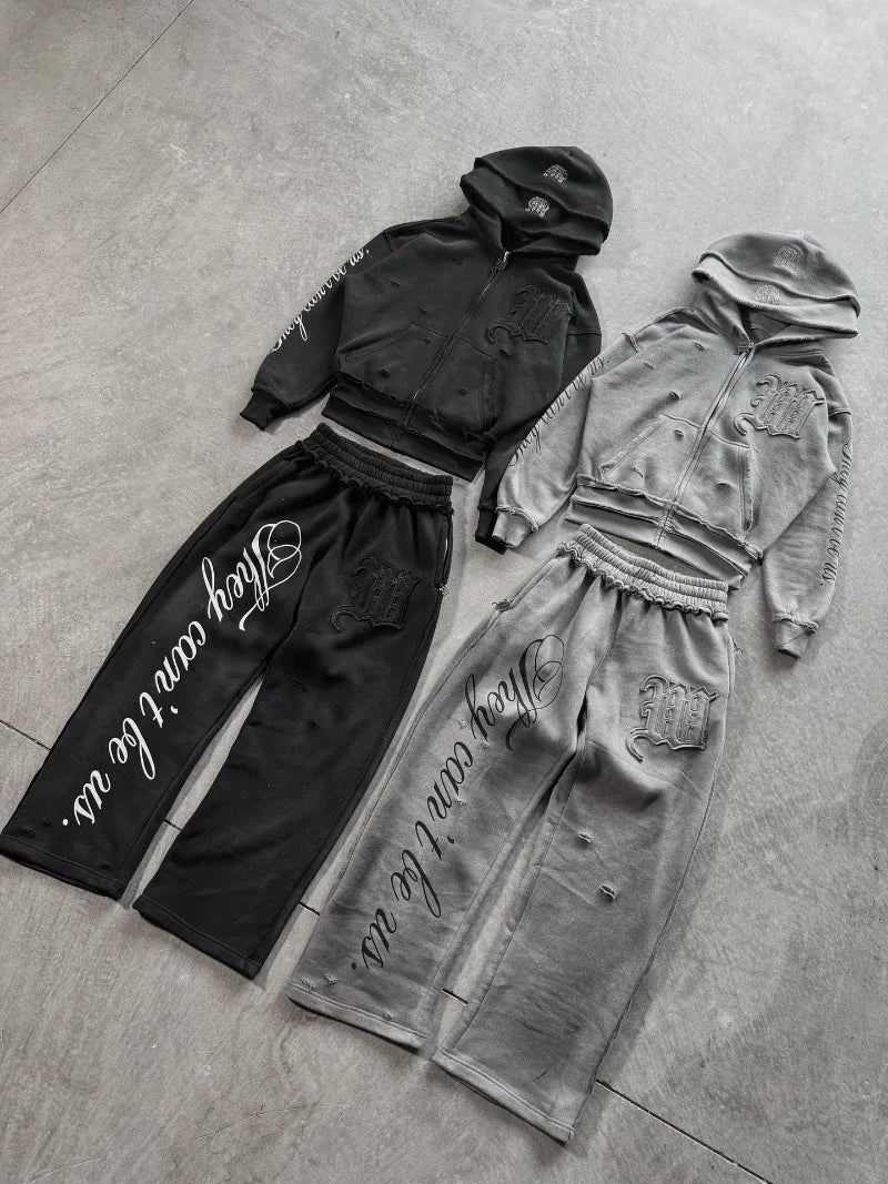 Cursive lettering Hoodie Set