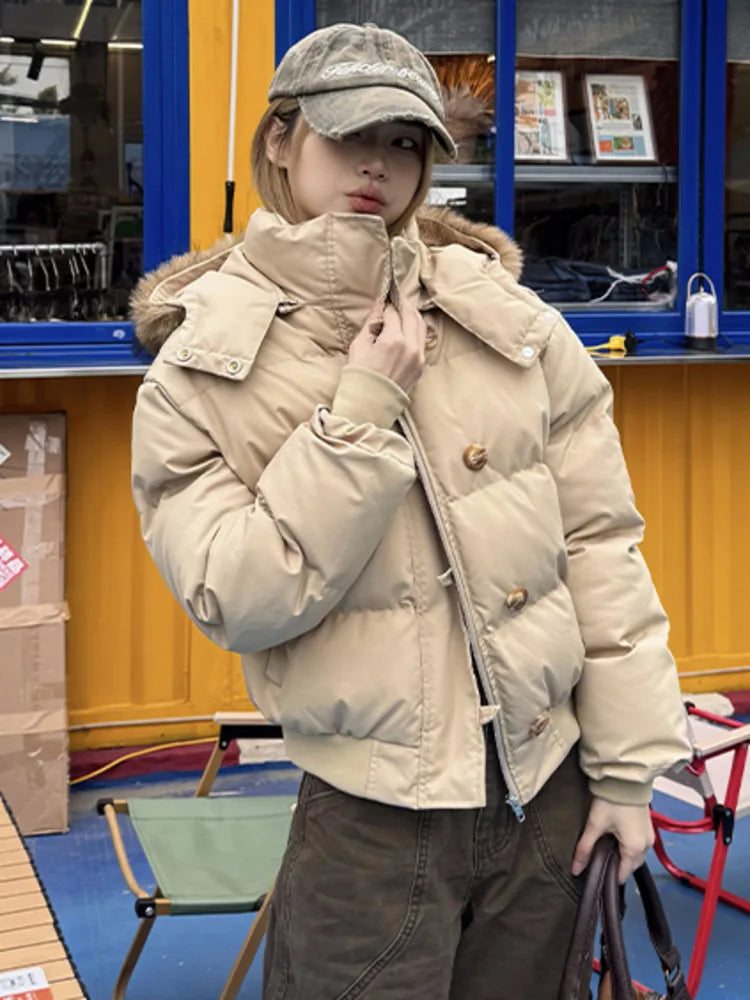 Faux Fur Puffer Bomber Coat
