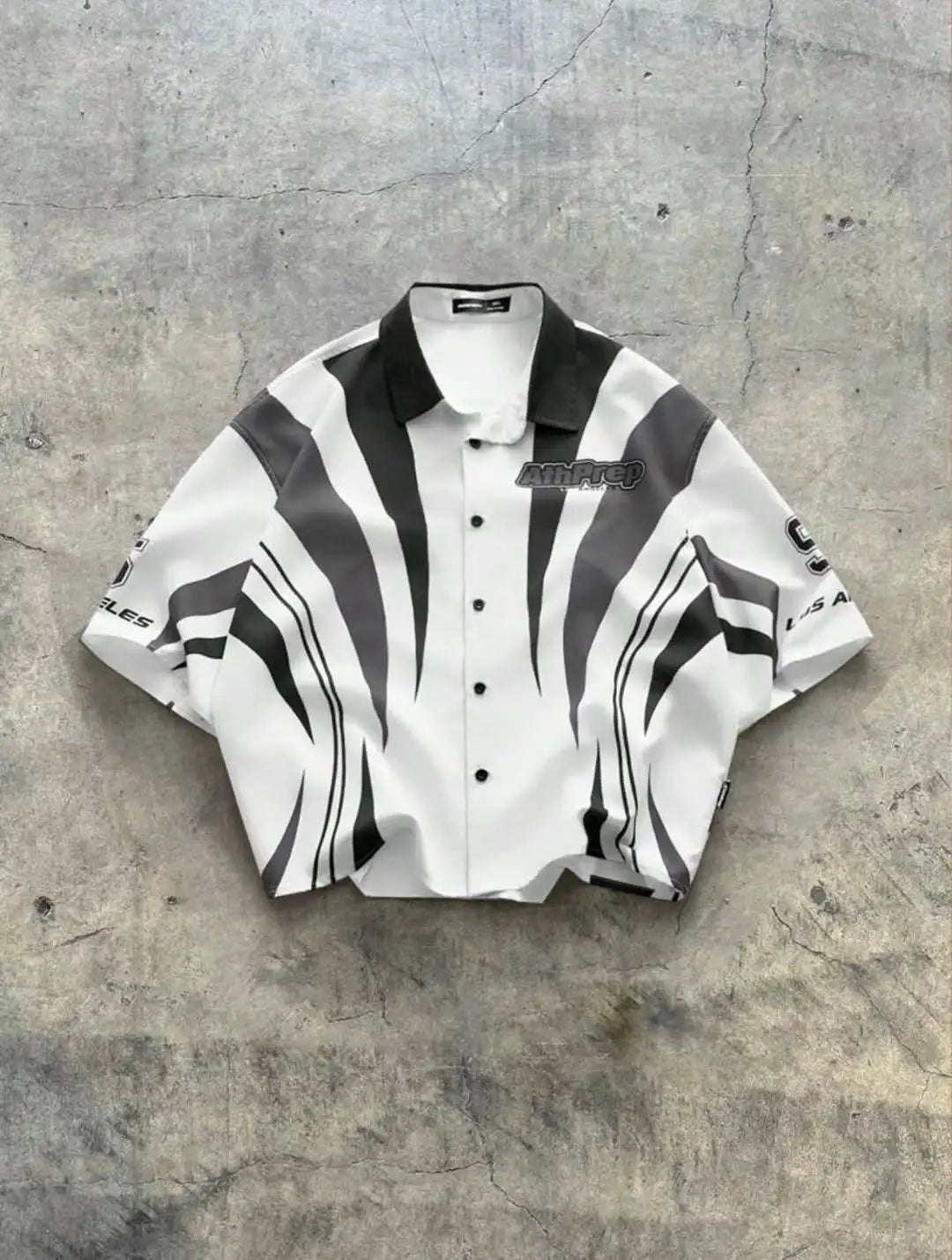 Striped Jersey-Styled Button-Up T-shirt