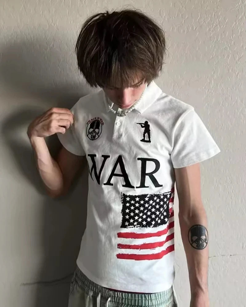 Embroidered War Polo T-shirt