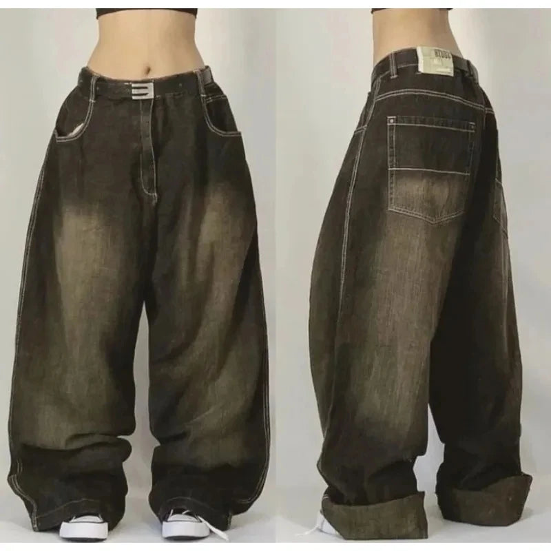 Baggy Wide Leg Designed Jeans