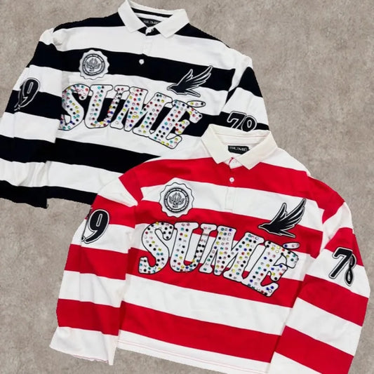 Long Sleeve Striped Polo Shirt