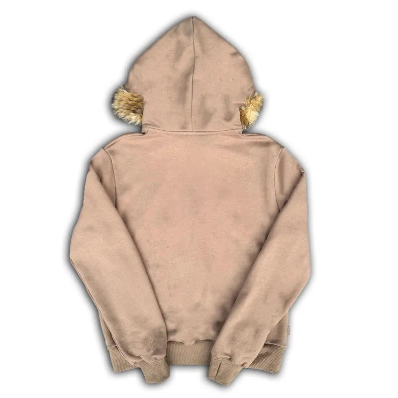 2008 Pattern Faux Fur Hoodie
