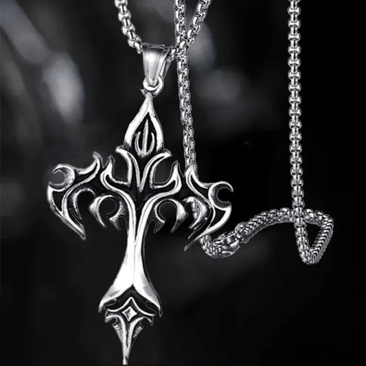 Flame Cross Pendant Chain