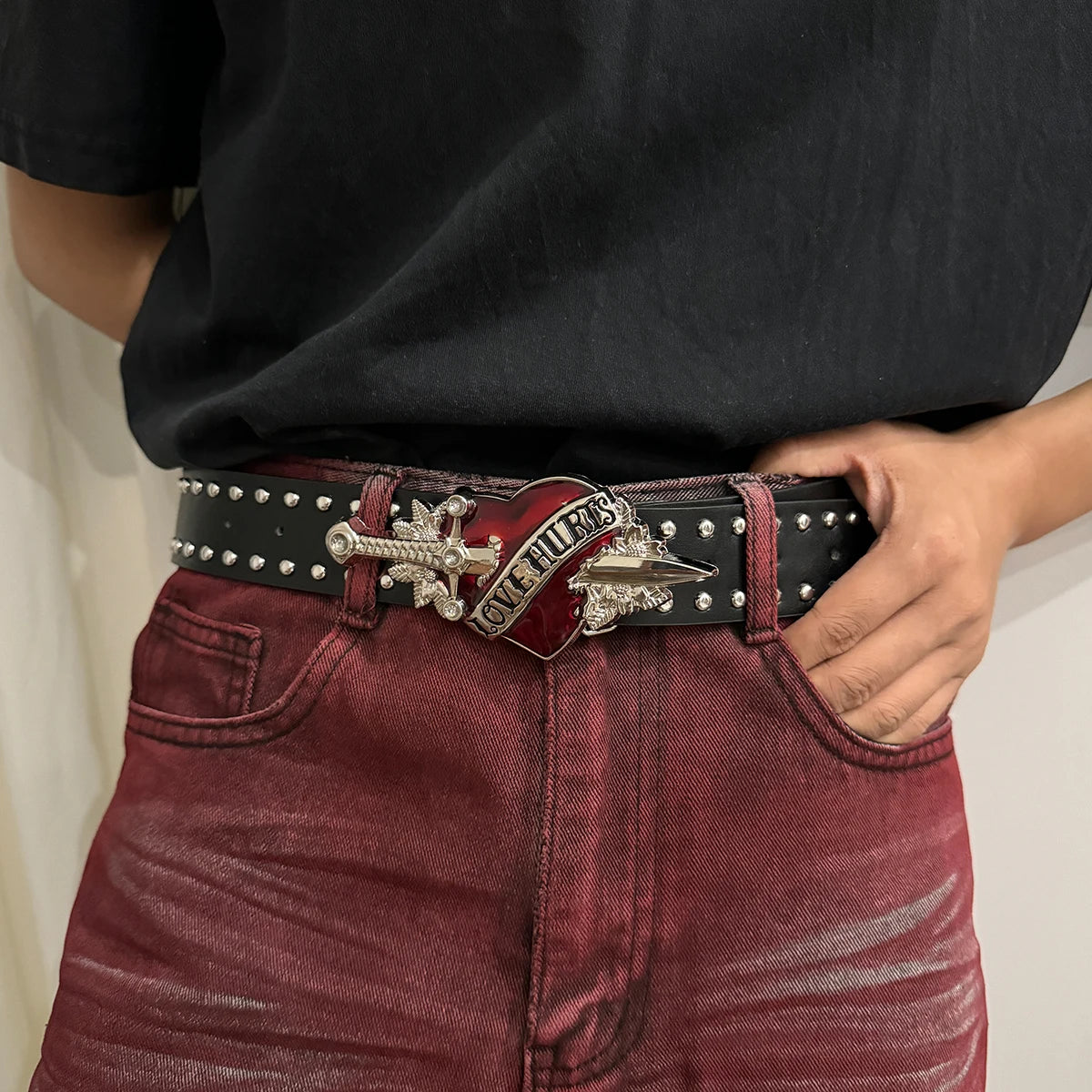 Red Heart Y2k Leather Belt