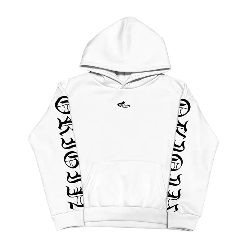 Calligraphy Letter Embroidered Origin Hoodie Men Two Piece Set