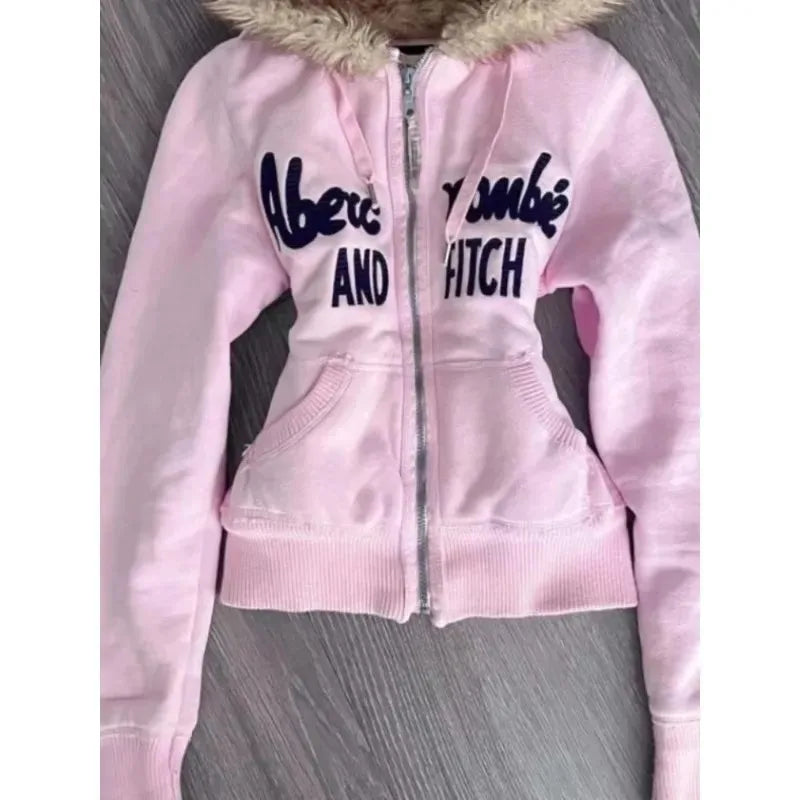 Fur Hooded Y2k Hoodies