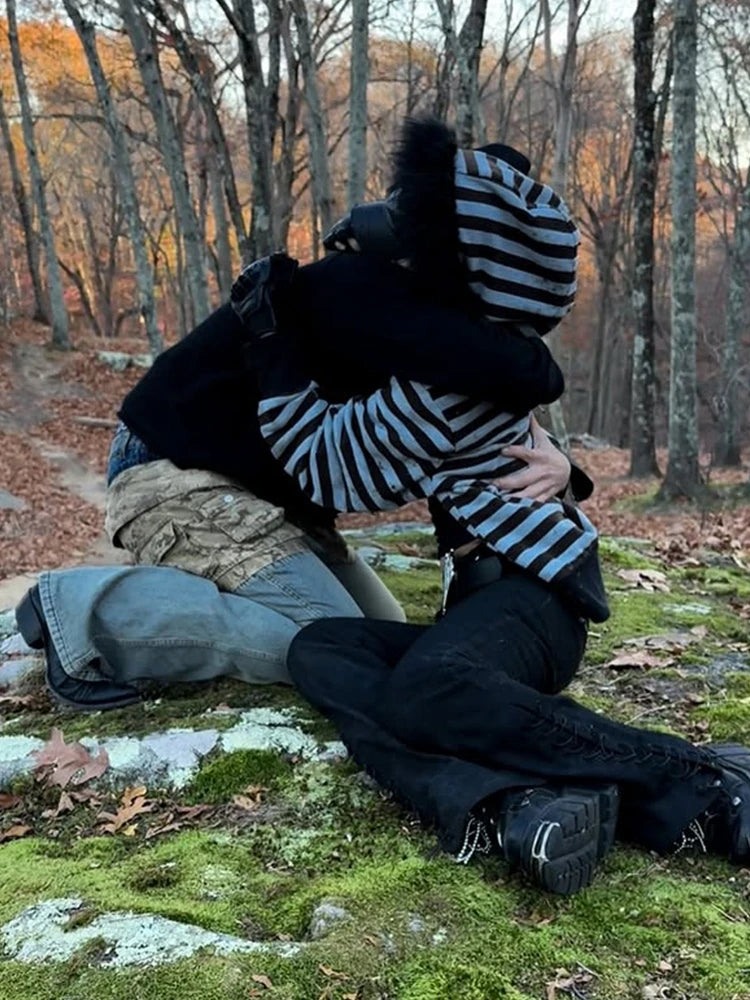 Gothic Emo Fur Hooded Sweaters