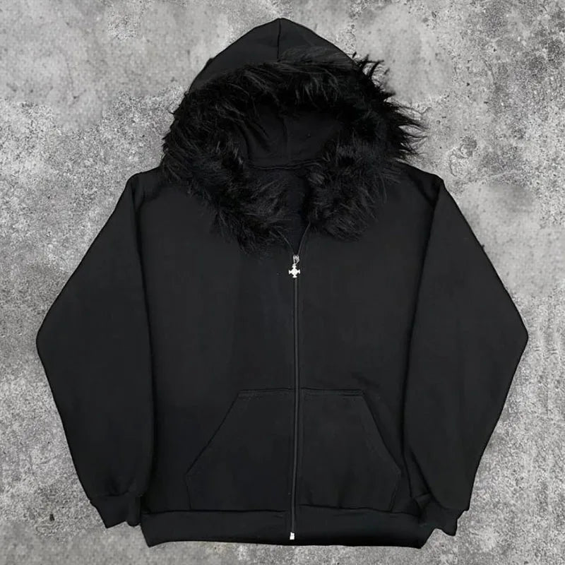 Fur Hooded Designed Sweaters