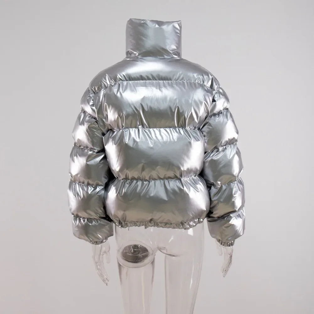Glossy Puffer Jacket For Women