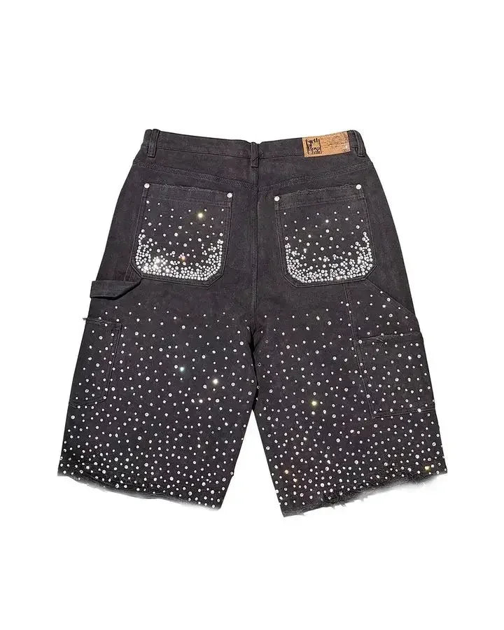 Rhinestone Studded Jean Shorts