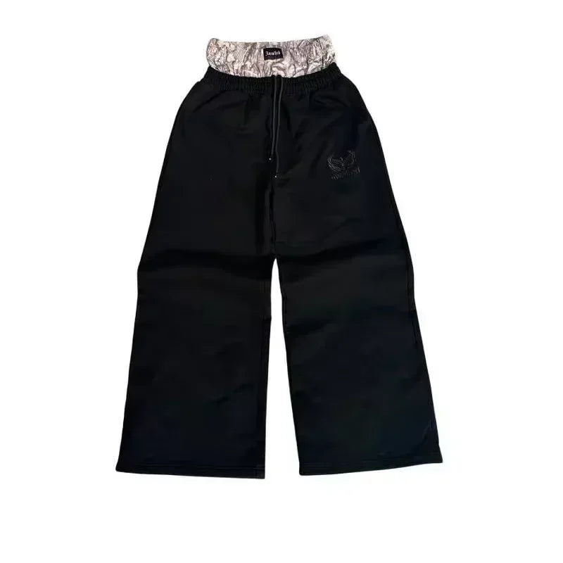 Double Waisted Gothic Embroidered Sweatpants